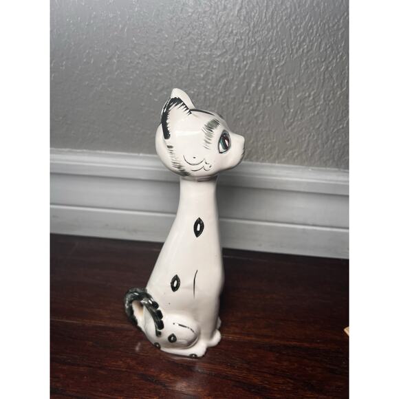Vtg Lefton (possible) MCM Siamese Cat Figurine Long Necked Floral Ceramic Japan - Picture 3 of 8